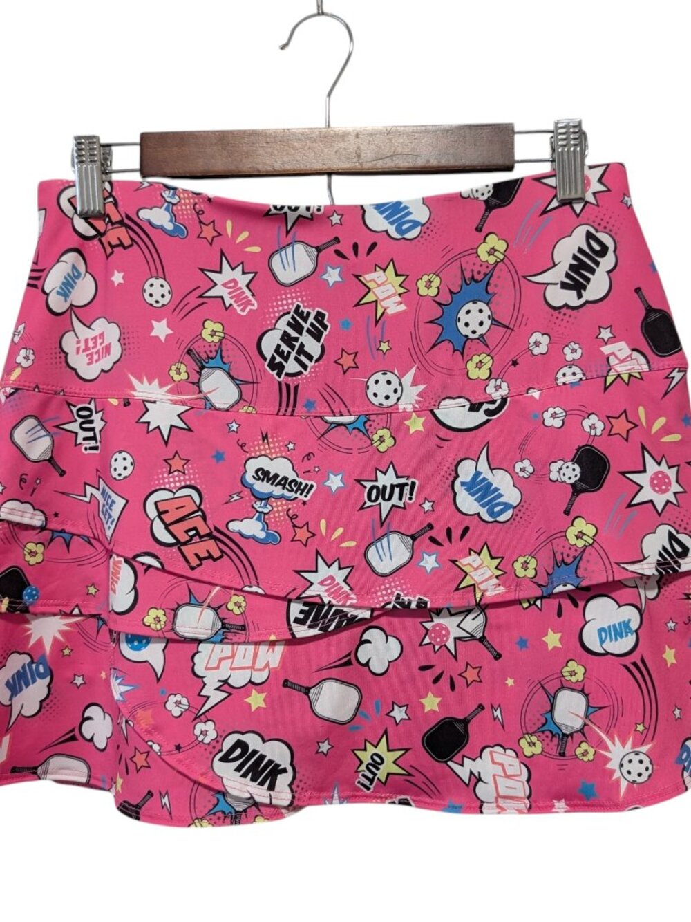 Lucky In Love Womens NWT Size M Pink Paddle Power Pickleball Scallop Skort Skirt